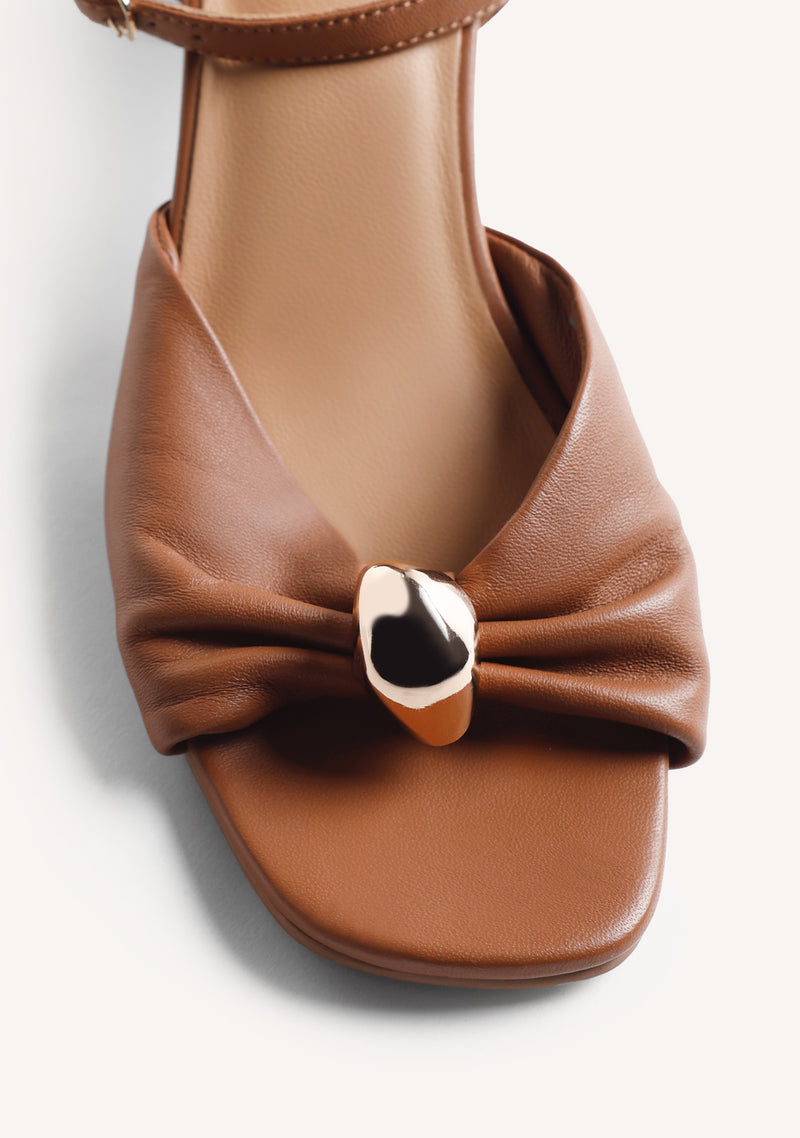 JEWEL LEATHER HEELED SANDALS KABARNET