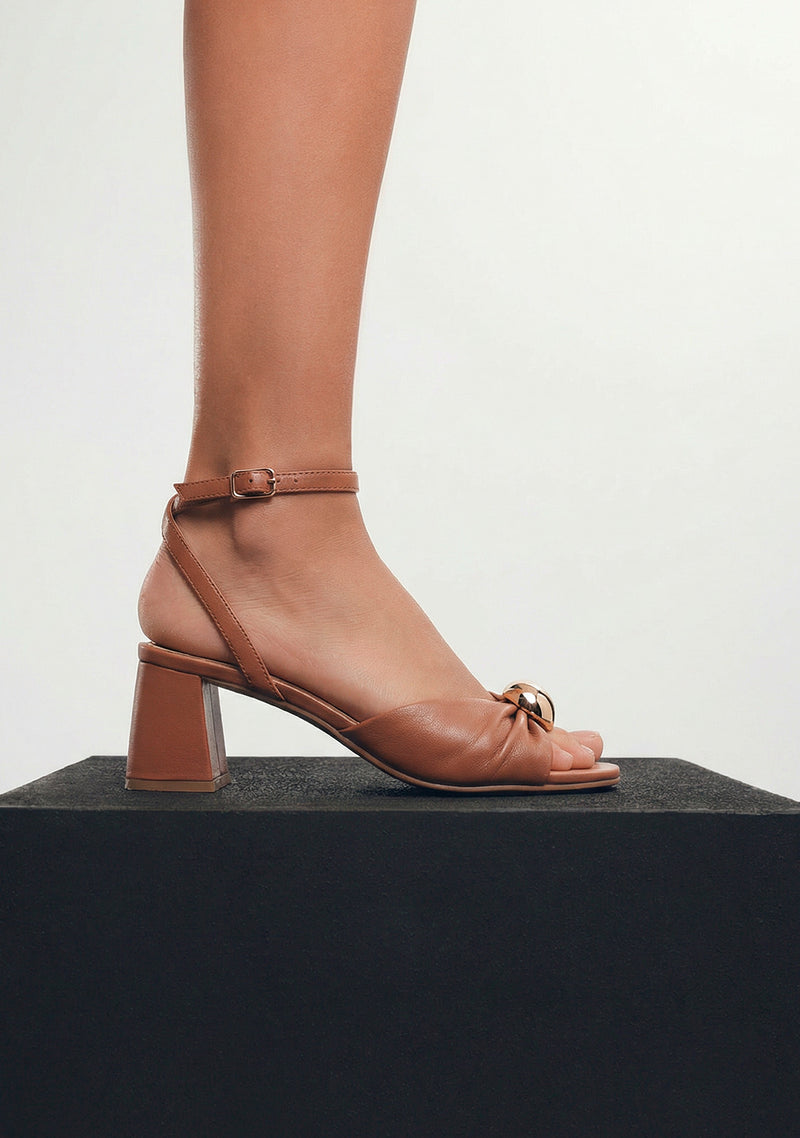 JEWEL LEATHER HEELED SANDALS KABARNET