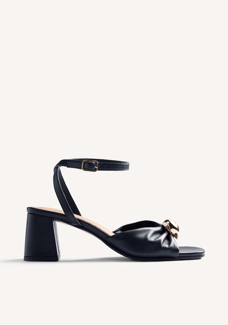 JEWEL LEATHER HEELED SANDALS KABARNET
