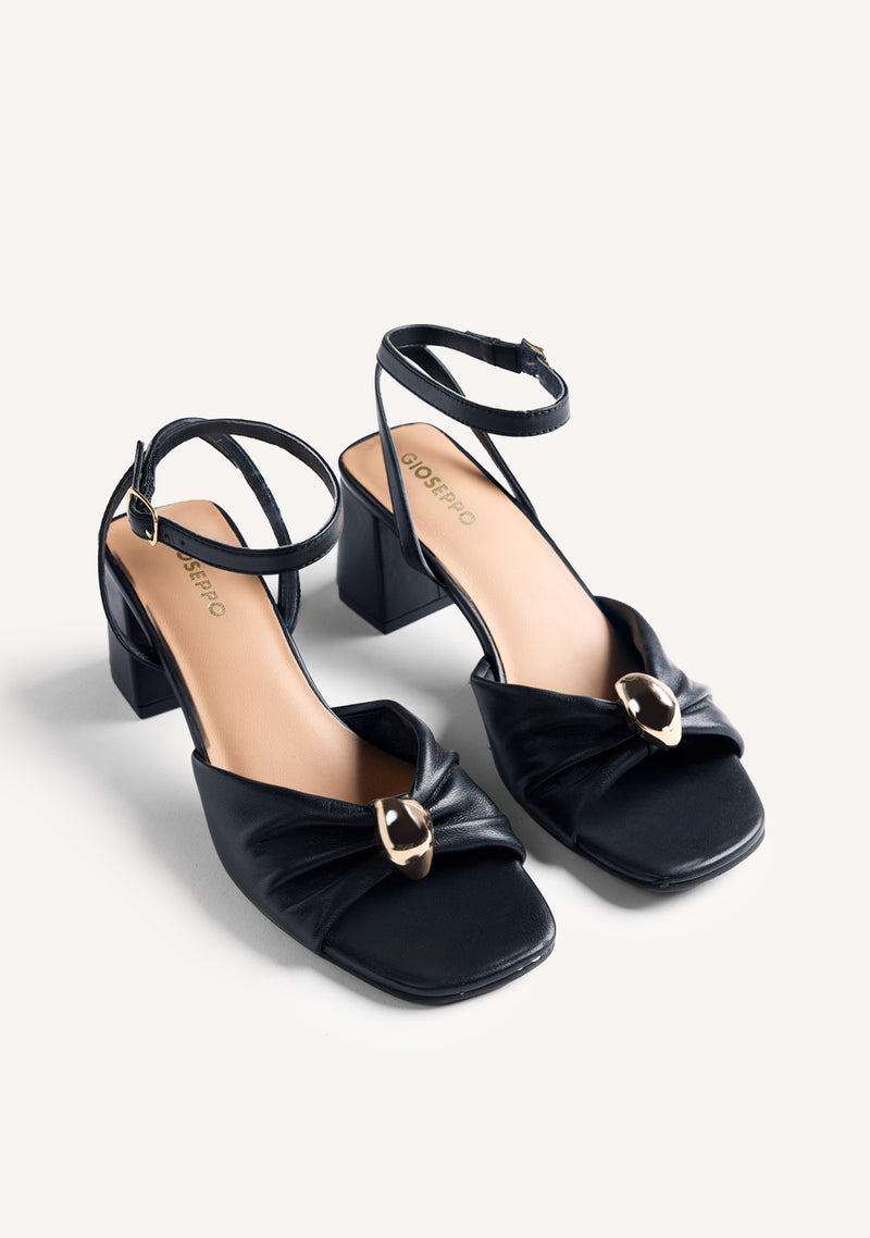 JEWEL LEATHER HEELED SANDALS KABARNET