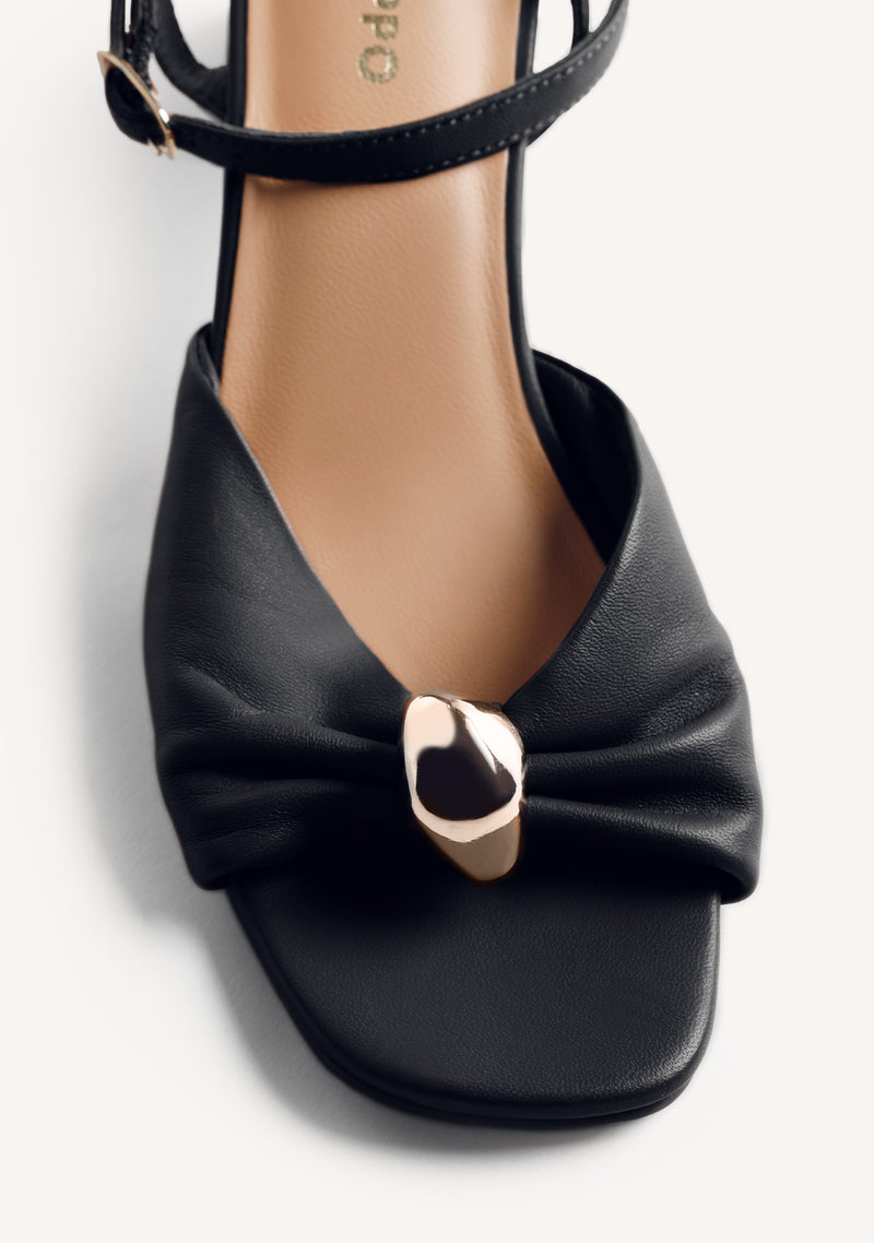 JEWEL LEATHER HEELED SANDALS KABARNET