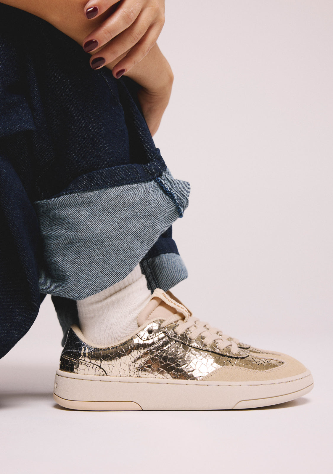 GIOSEPPO BAREFOOT - CRACKLED LEATHER SNEAKERS GLYNDON