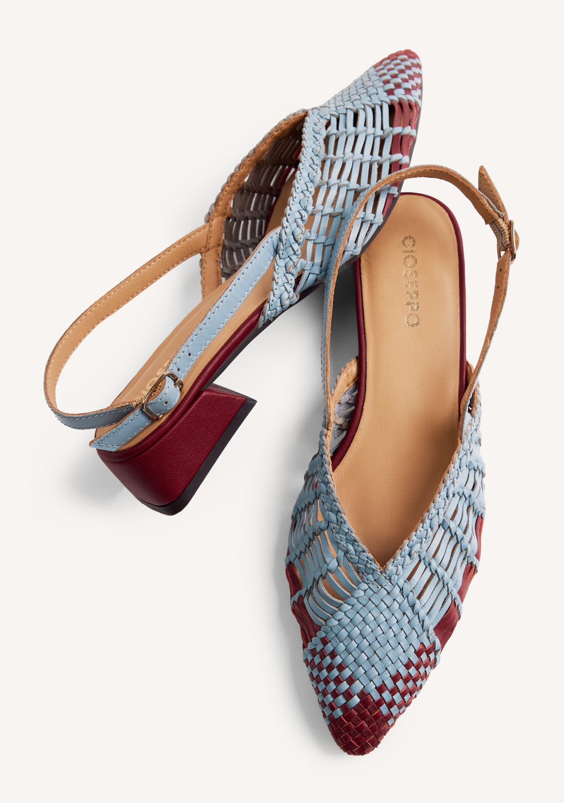BRAIDED LEATHER SLINGBACK HEELED SHOES KEHANCHA