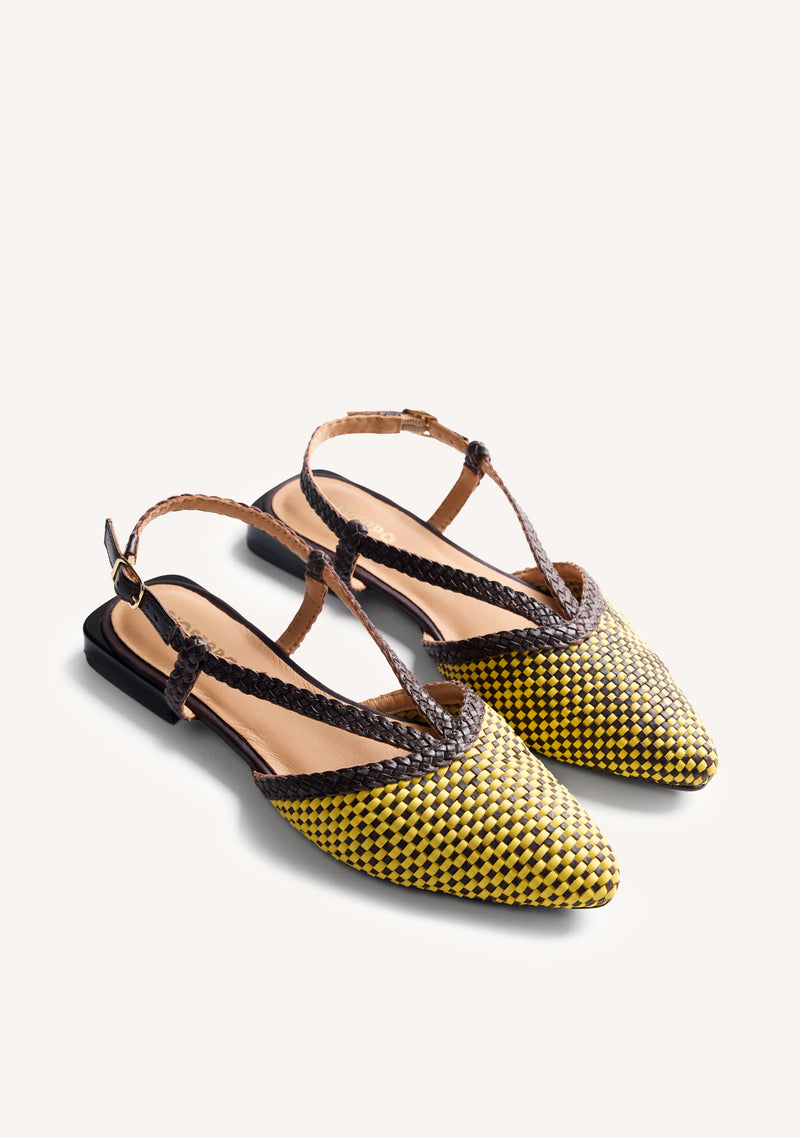 BRAIDED LEATHER SLINGBACK BALLET FLATS TECHUMESH