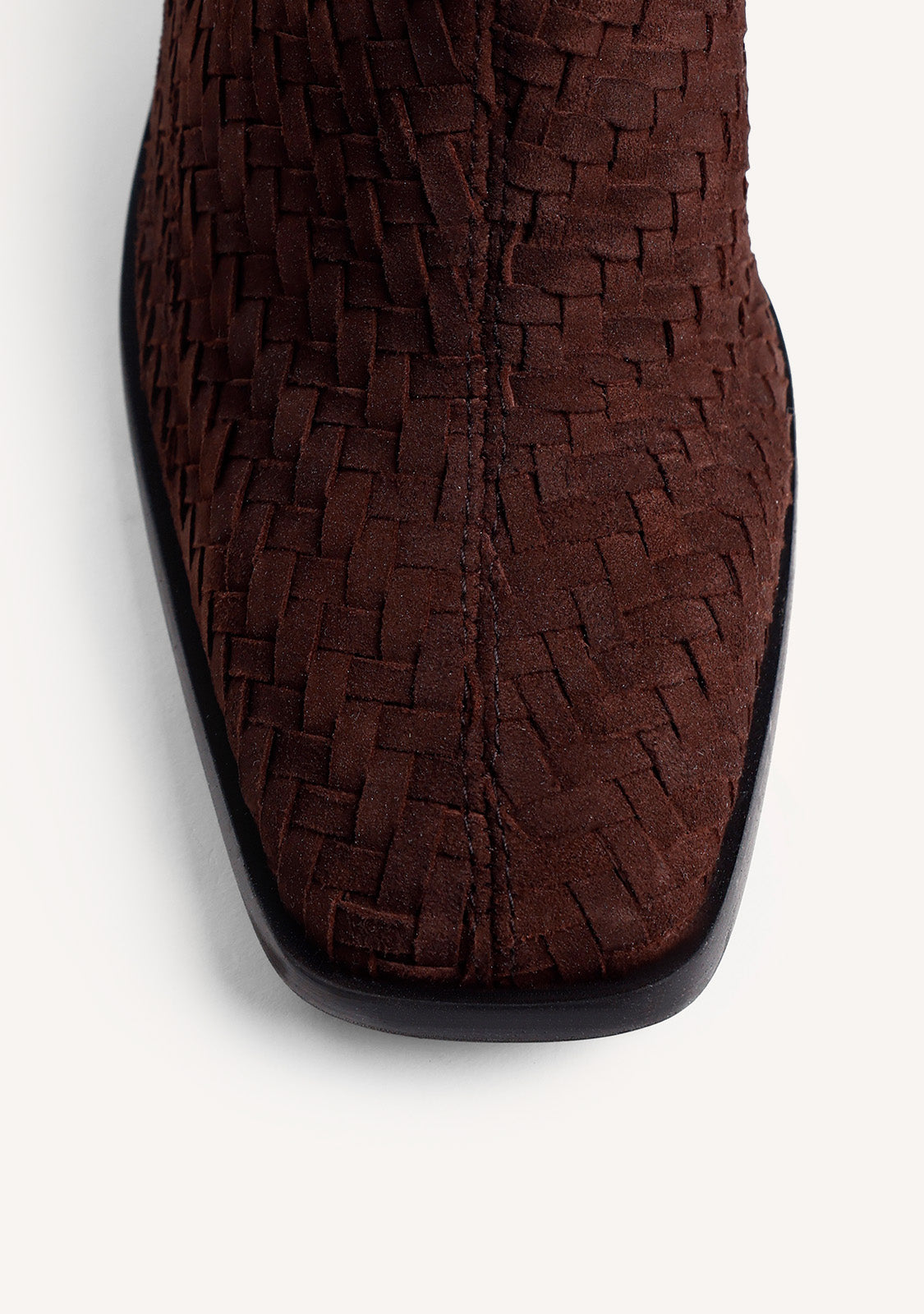 BROWN WOVEN LEATHER ANKLE BOOTS