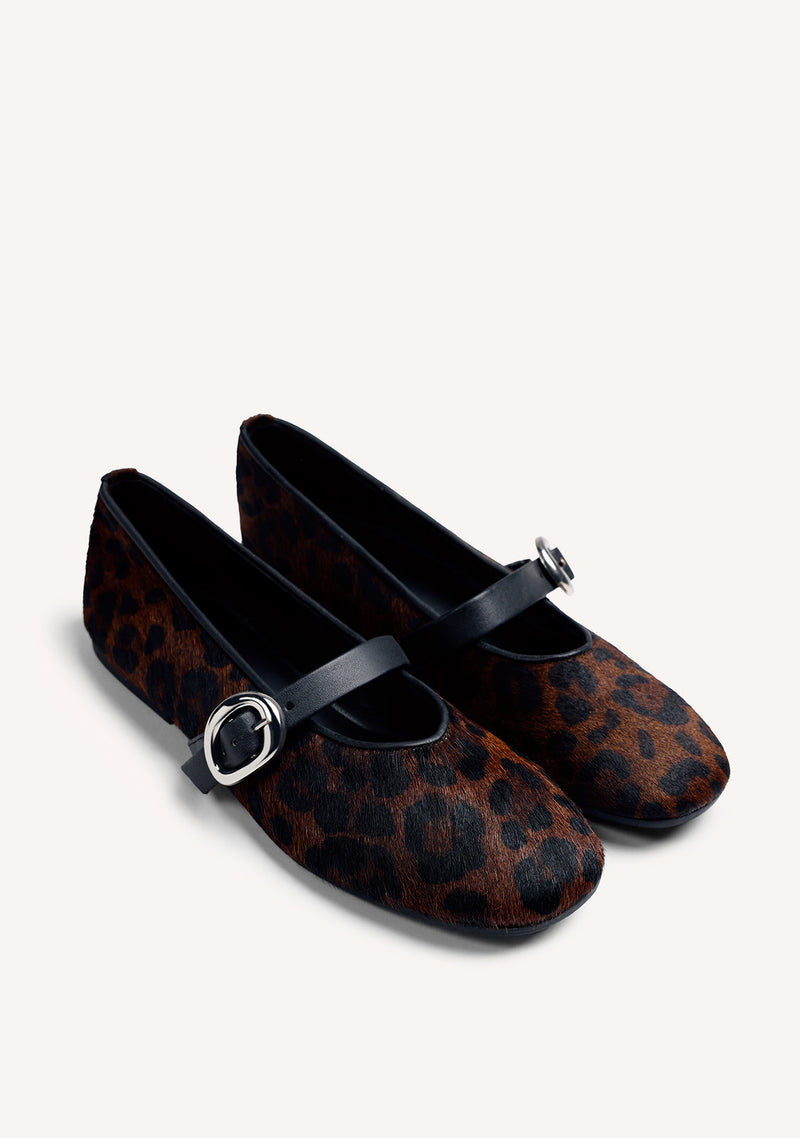 ANIMAL PRINT LEATHER BALLET FLATS