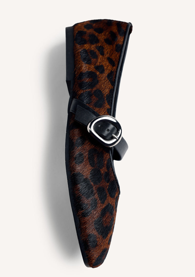 ANIMAL PRINT LEATHER BALLET FLATS