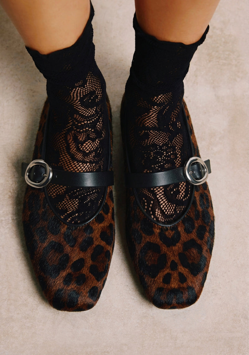 ANIMAL PRINT LEATHER BALLET FLATS
