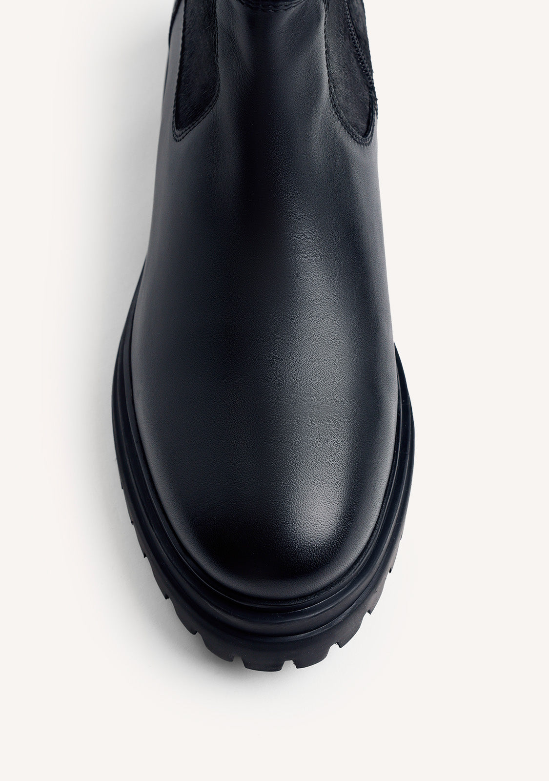 BLACK LEATHER STUDDED ANKLE BOOTS