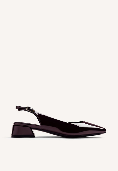 BURGUNDY OPEN-HEEL HEEL SHOES