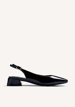 ZAPATOS TACÓN DESTALONADOS NEGRO EFECTO CHAROL
