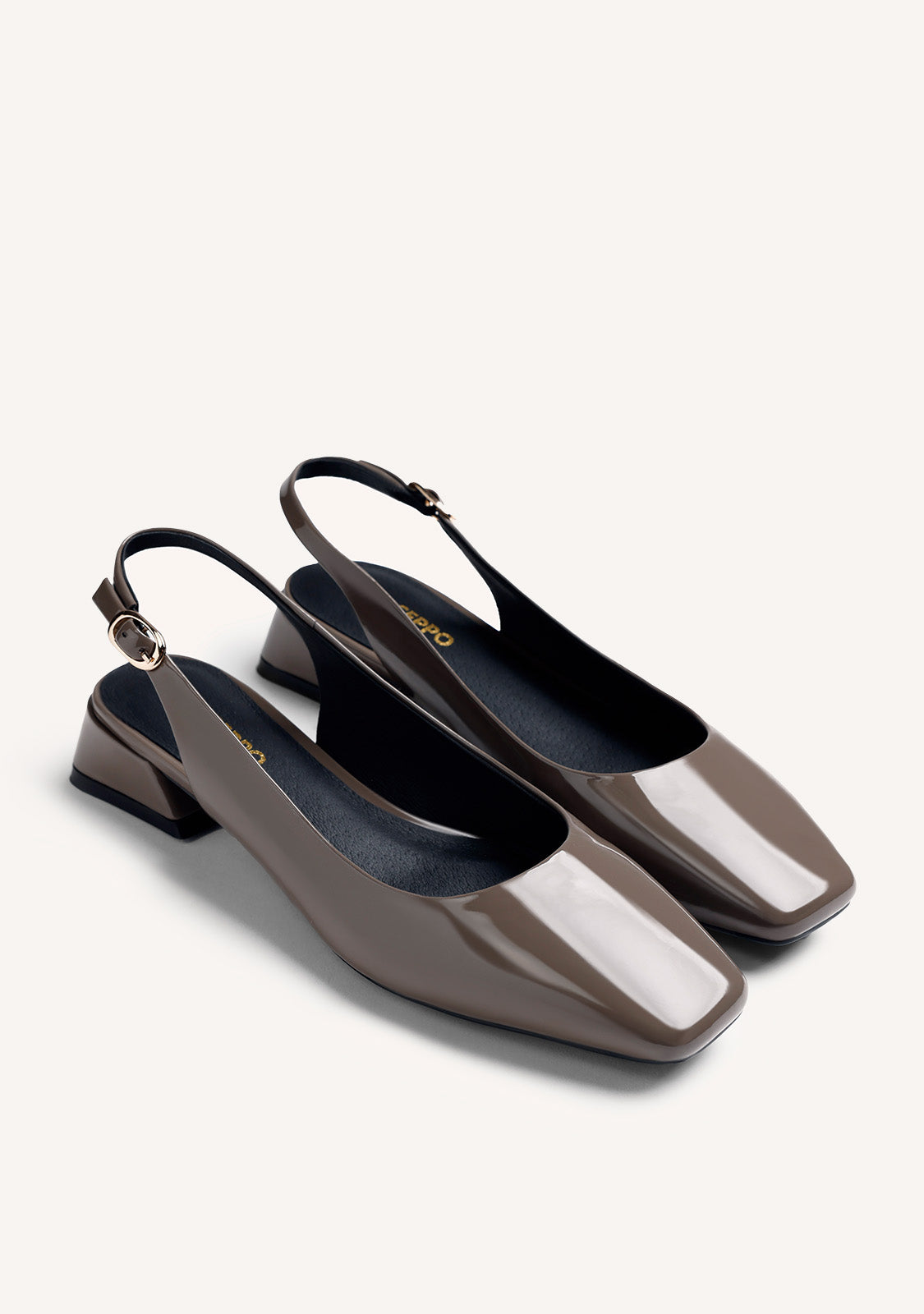 TAUPE OPEN-BACK HEEL SHOES
