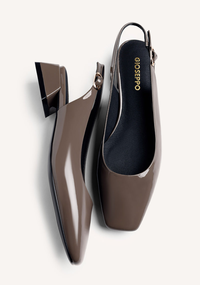 TAUPE OPEN-BACK HEEL SHOES