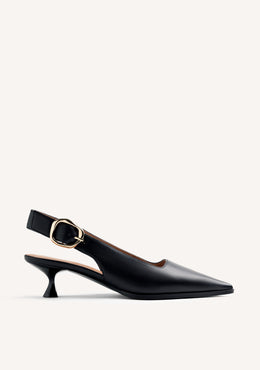 BLACK BACKLESS HEEL SHOES