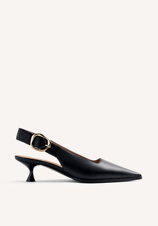 BLACK BACKLESS HEEL SHOES
