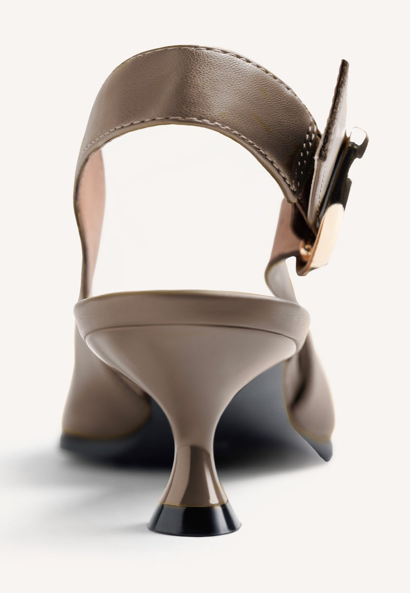 ZAPATOS TACÓN DESTALONADOS TAUPE