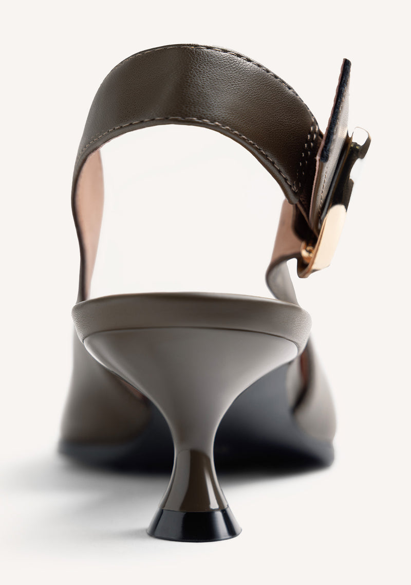 GREEN OPEN-BACK HEEL SHOES