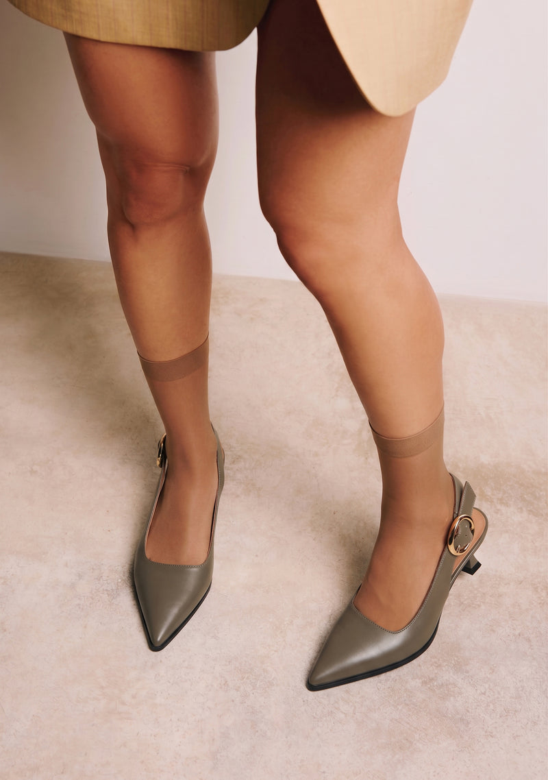 GREEN OPEN-BACK HEEL SHOES