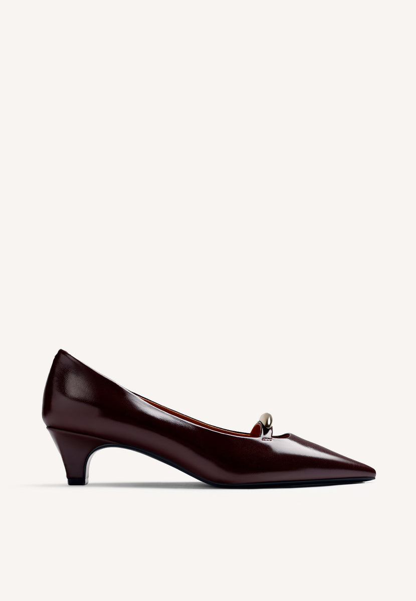SCARPE CON TACCO BORDEAUX EFFETTO VERNICE