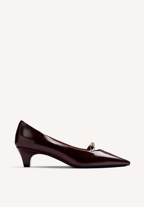 SCARPE CON TACCO BORDEAUX EFFETTO VERNICE