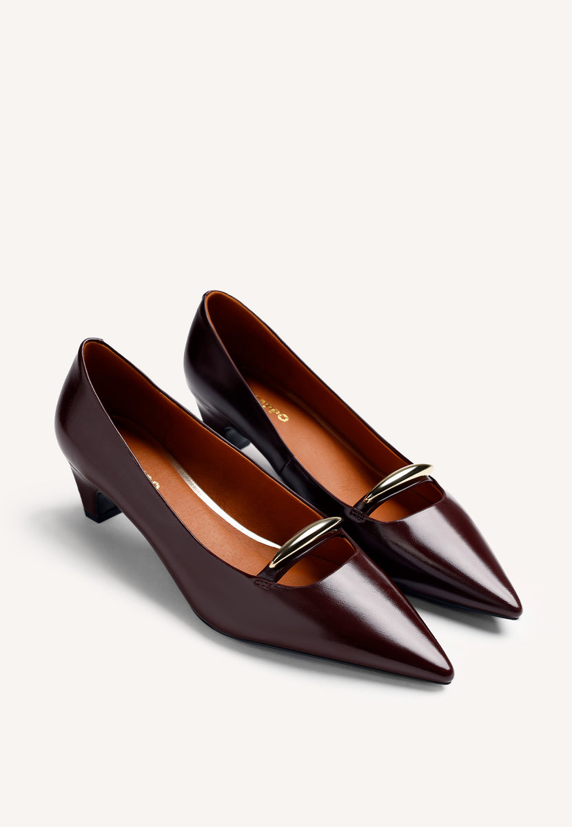 SCARPE CON TACCO BORDEAUX EFFETTO VERNICE