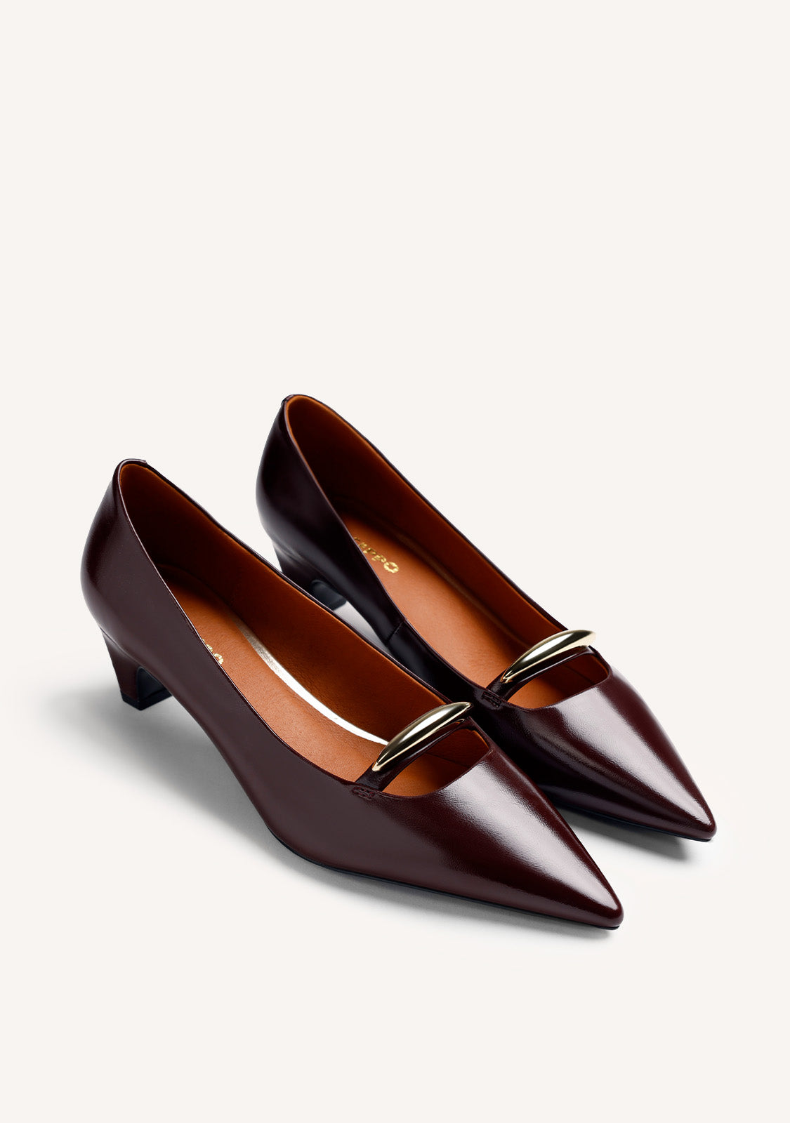BURGUNDY PATENT EFFECT HEEL SHOES