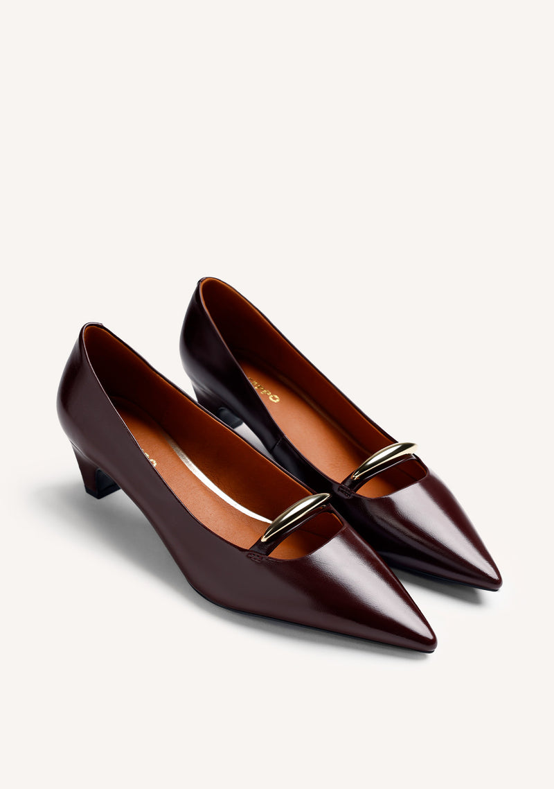 BURGUNDY PATENT EFFECT HEEL SHOES