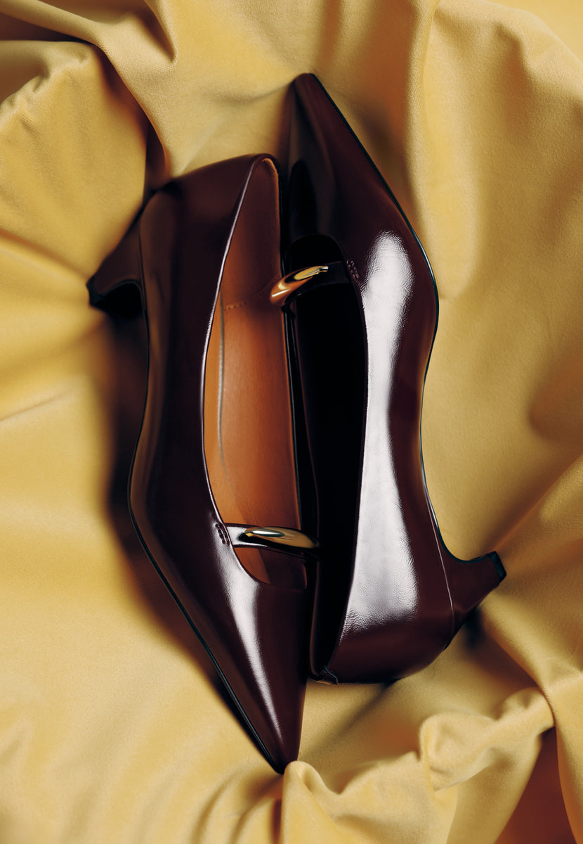 CHAUSSURES À TALON BORDEAUX EFFET CUIR VERNIS