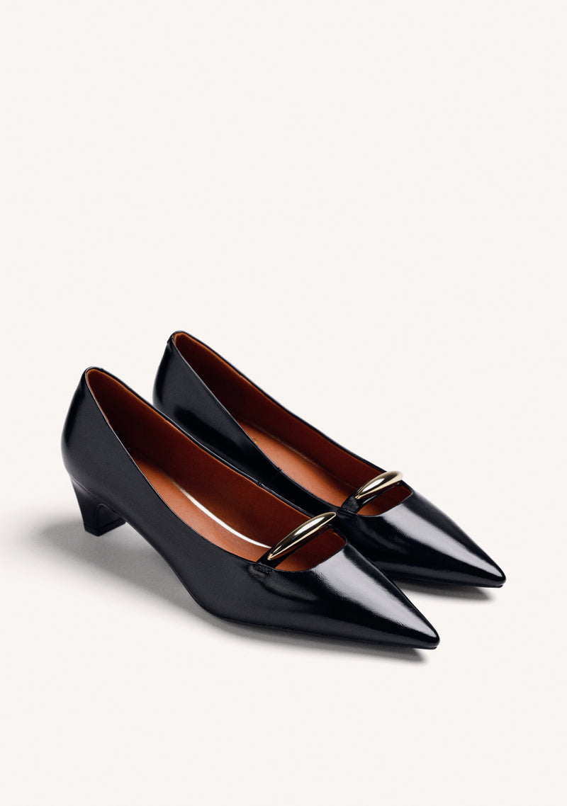 BLACK PATENT EFFECT HEEL SHOES