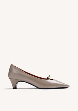 TAUPE PATENT EFFECT HEEL SHOES