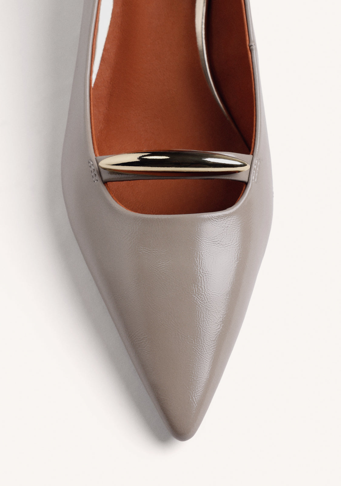 TAUPE PATENT EFFECT HEEL SHOES