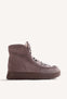 TAUPE AUSTRALIAN SUEDE LEATHER BOOTS WITH ANIMAL PRINT