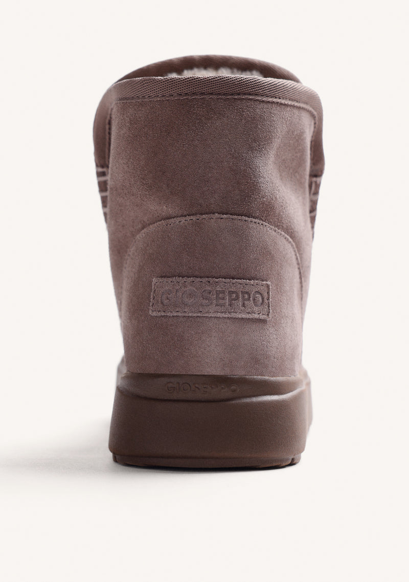 TAUPE AUSTRALIAN SUEDE LEATHER BOOTS WITH ANIMAL PRINT