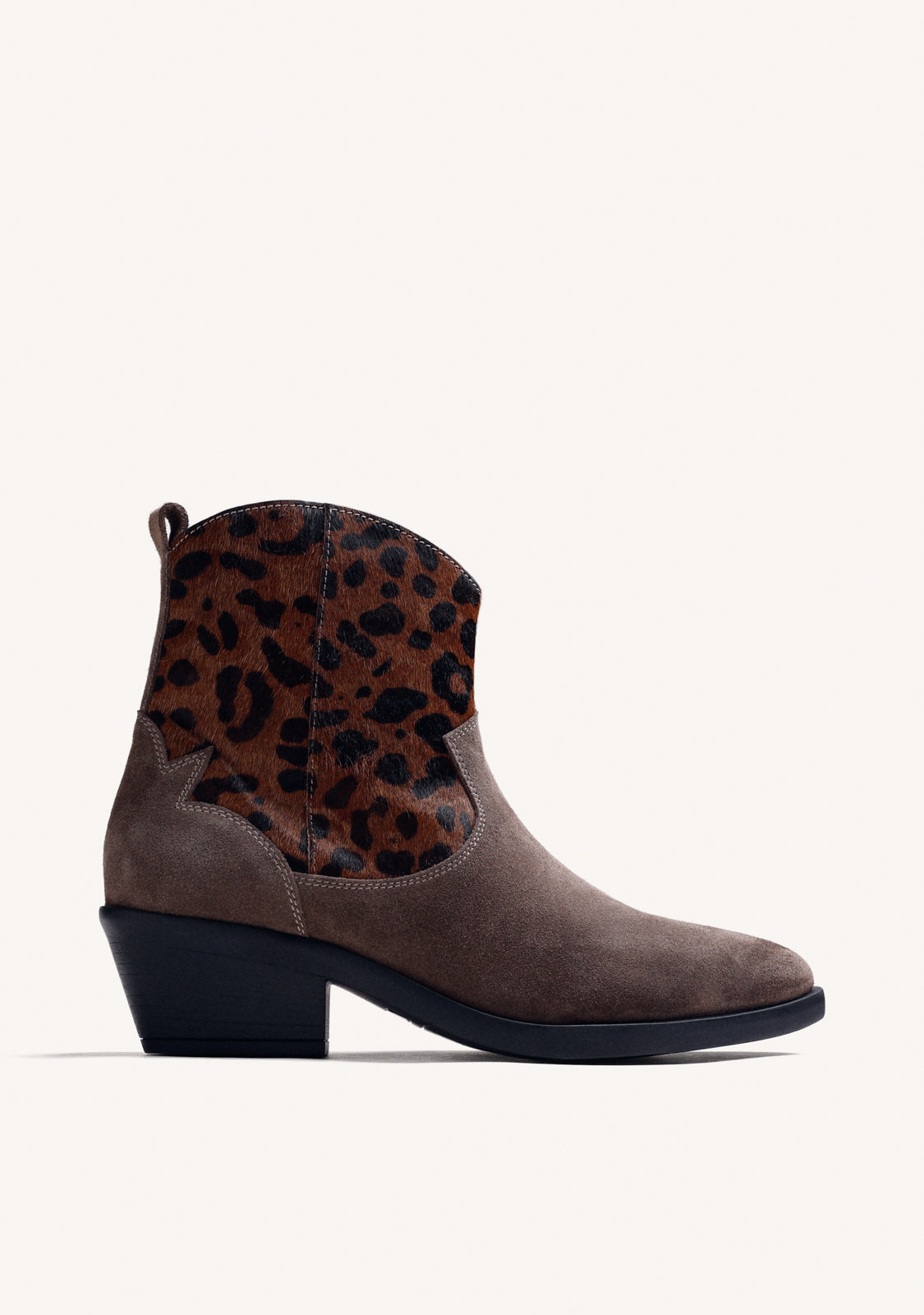 ANIMAL PRINT LEATHER ANKLE BOOTS