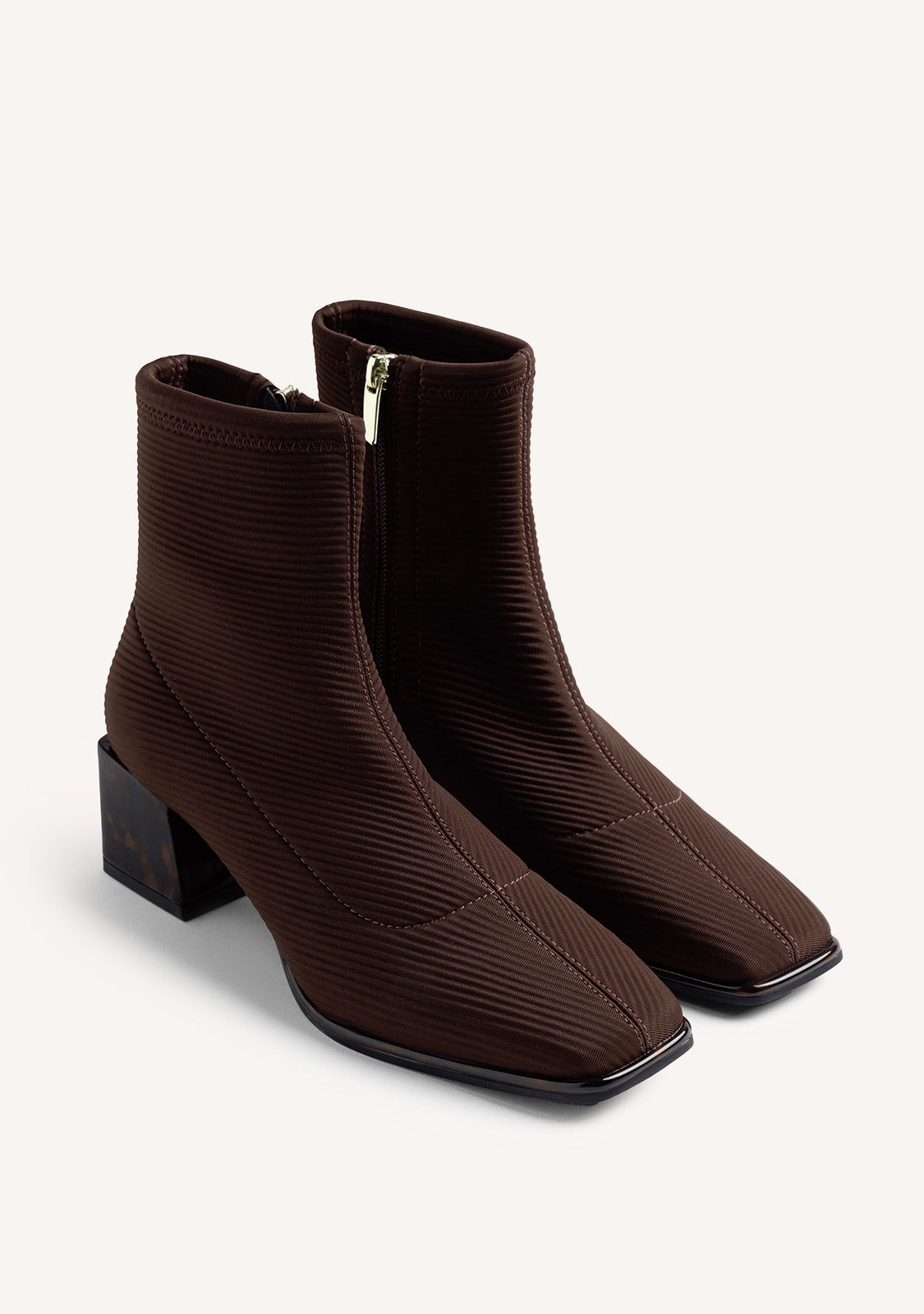 BROWN ELASTIC ANKLE BOOTS