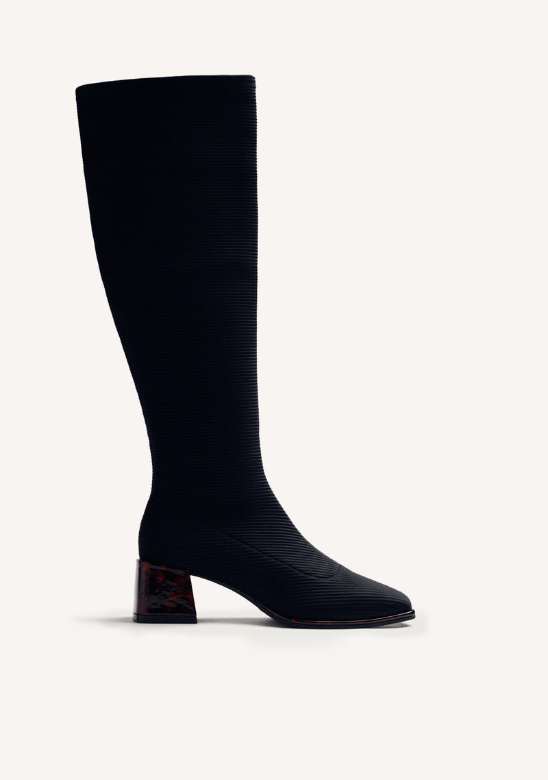 BLACK HIGH ELASTIC BOOTS