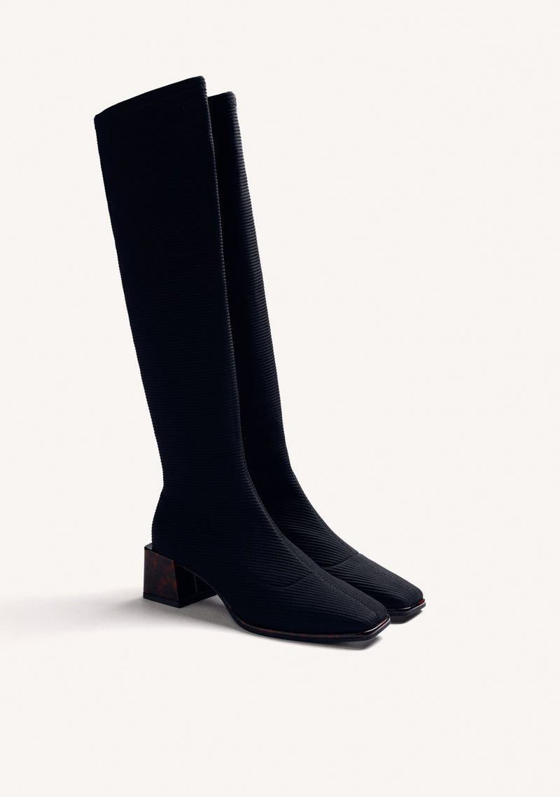 BLACK HIGH ELASTIC BOOTS