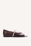 BROWN LEATHER WEDGE BALLET FLATS