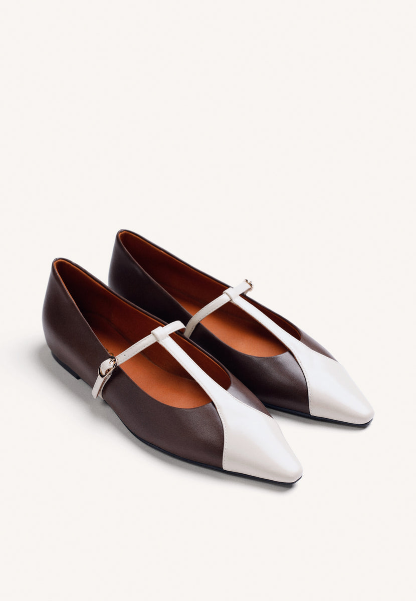 BALLERINE MARRONI IN PELLE CON ZEPPA
