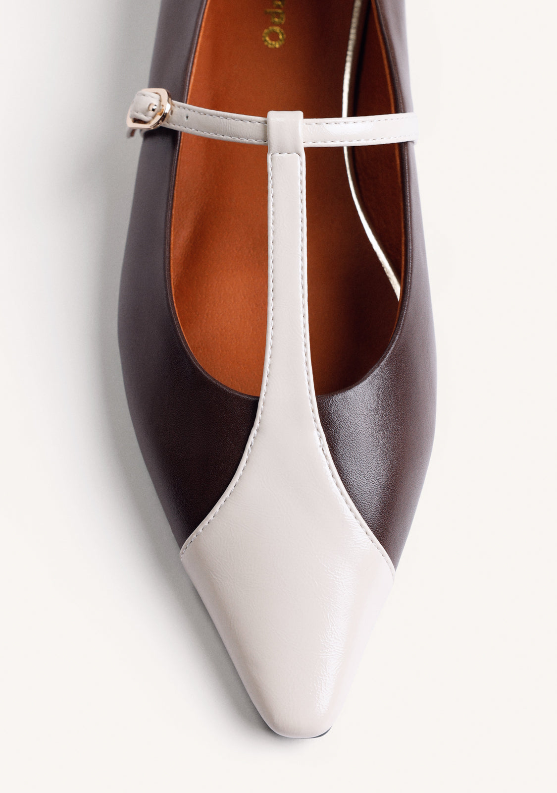 BROWN LEATHER WEDGE BALLET FLATS