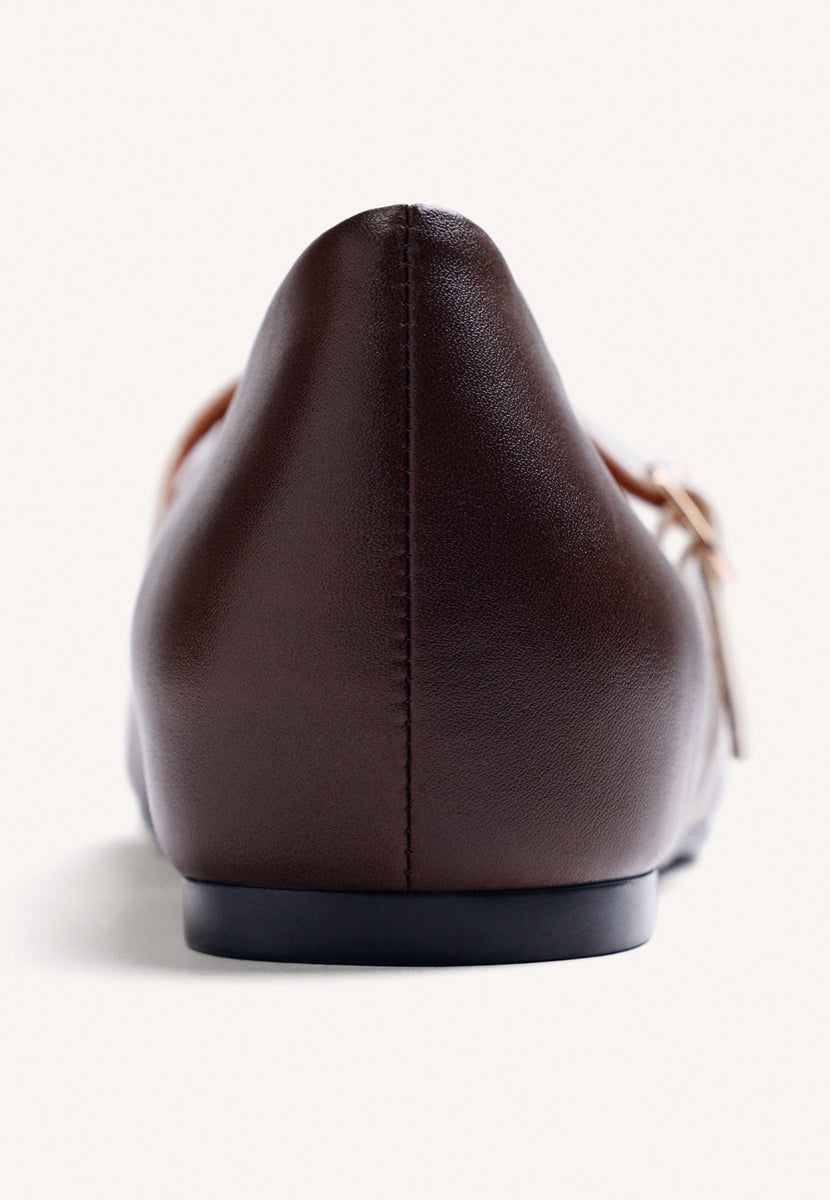 BALLERINE MARRONI IN PELLE CON ZEPPA