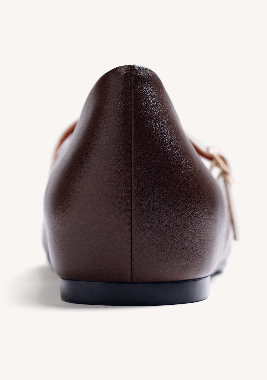 BROWN LEATHER WEDGE BALLET FLATS