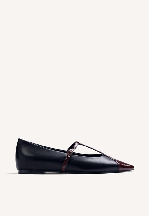 BALLERINE NERE IN PELLE CON ZEPPA