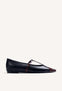 BLACK LEATHER WEDGE BALLET FLATS
