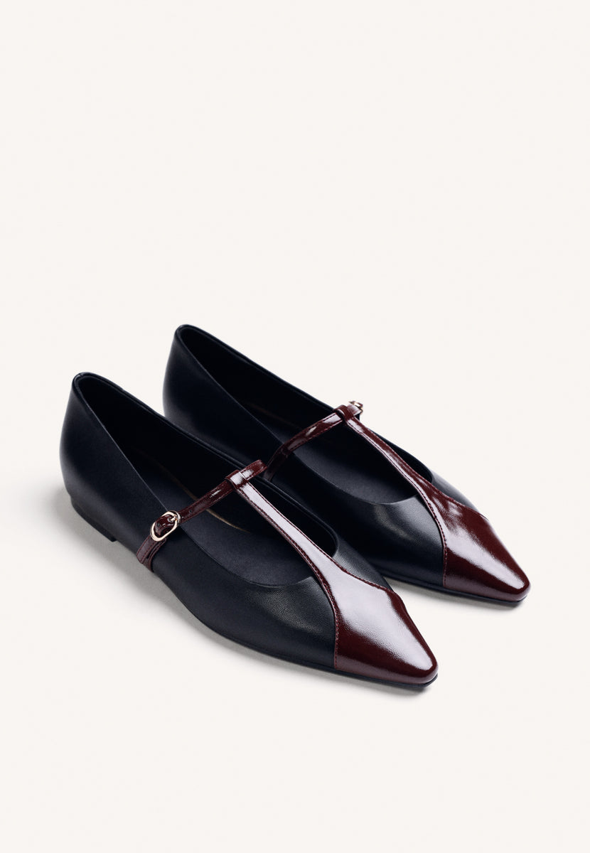BALLERINE NERE IN PELLE CON ZEPPA