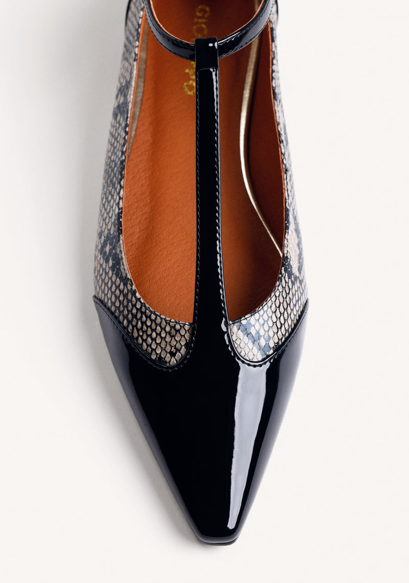 ANIMAL PRINT LEATHER WEDGE BALLET FLATS
