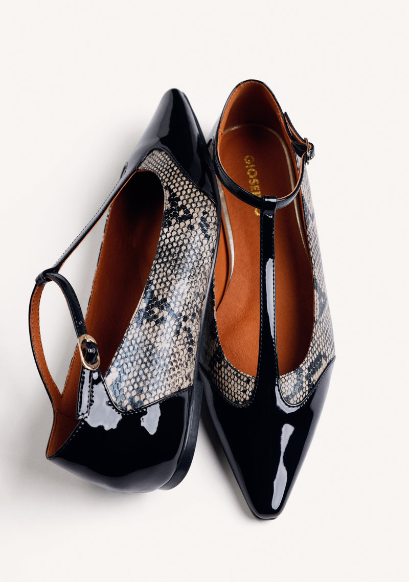 ANIMAL PRINT LEATHER WEDGE BALLET FLATS