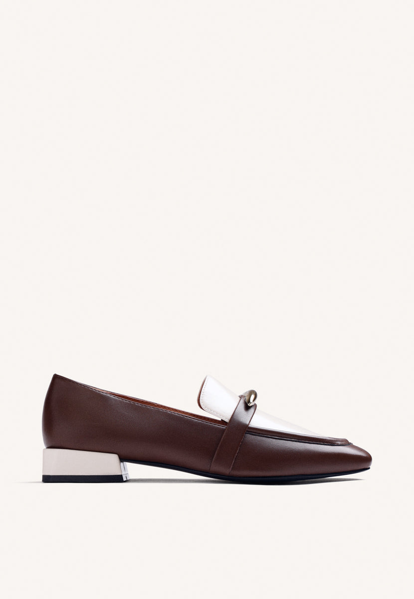 MOCASINES CREMA PIEL CONTRASTES
