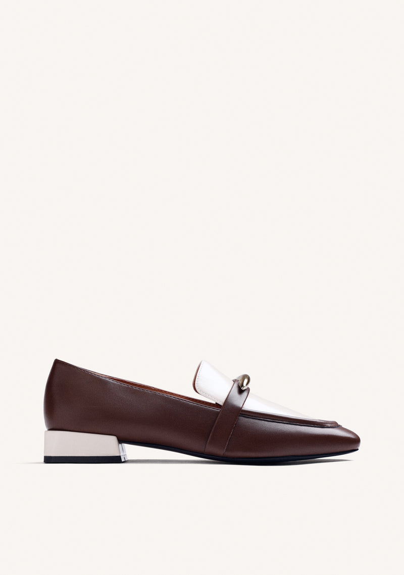 CREAM LEATHER LOAFERS WITH CONTRASTS