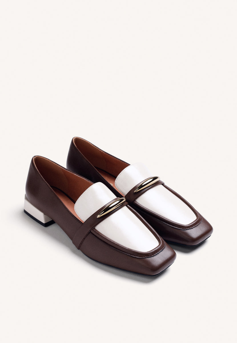 MOCASINES CREMA PIEL CONTRASTES